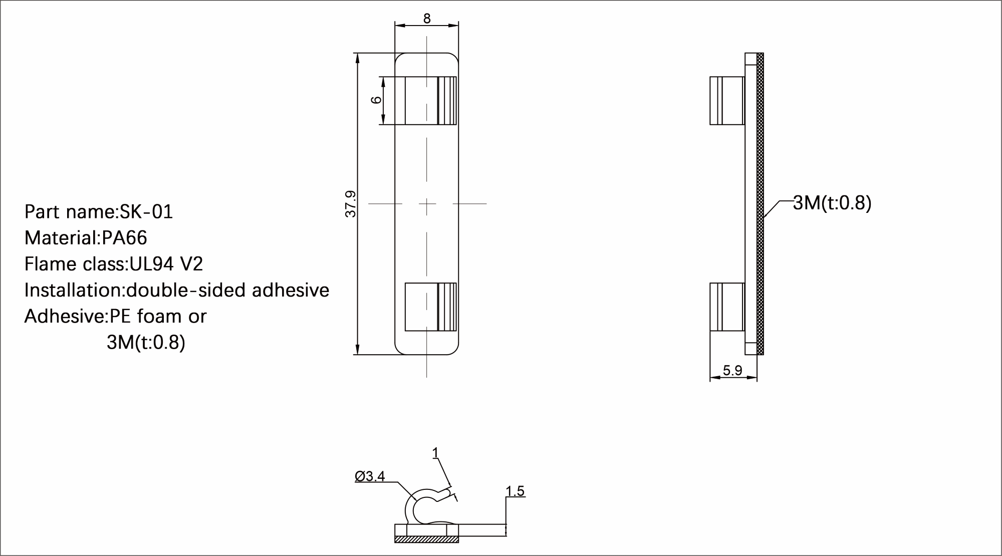 Flat Cable Clamp SK-01